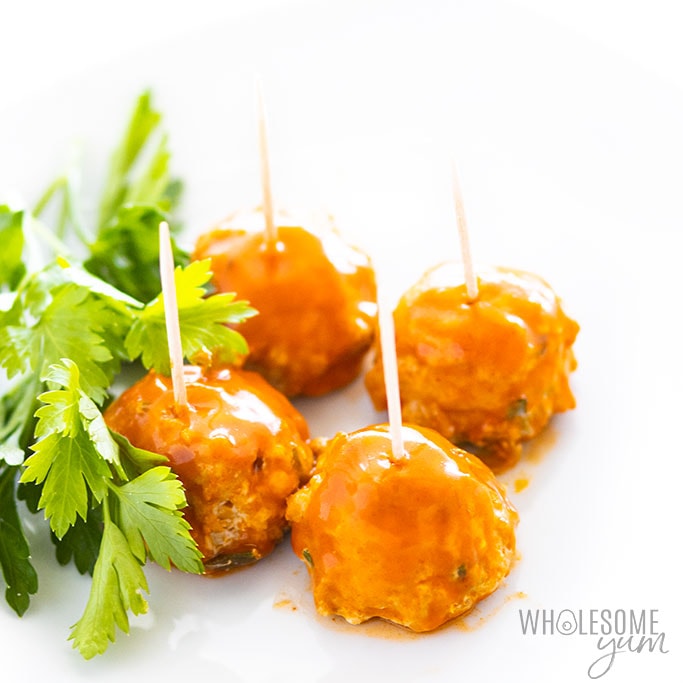 Low Carb Keto Buffalo Chicken Meatballs Recipe | Wholesome Yum