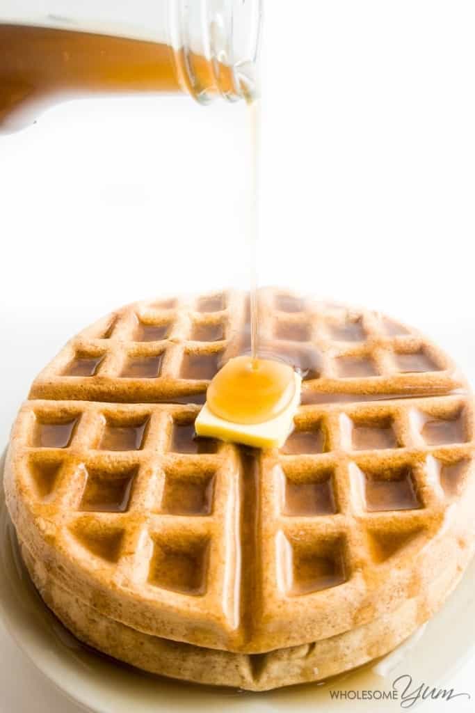 4-Ingredient Flourless Low Carb Waffles (Paleo, Gluten-free) - These flourless low carb waffles are deliciously nutty. Naturally paleo and gluten-free. Made with just four simple ingredients, and no flour of any kind!
