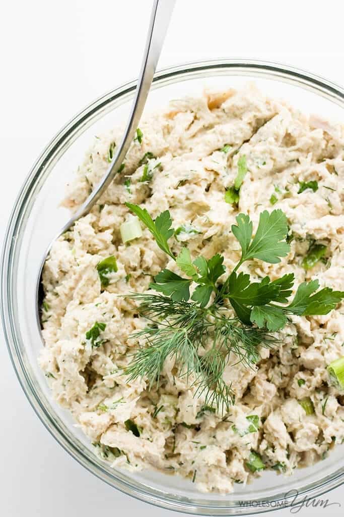 This easy chicken salad recipe is packed with flavorful herbs. Learn how to make simple, healthy chicken salad in just a few minutes!