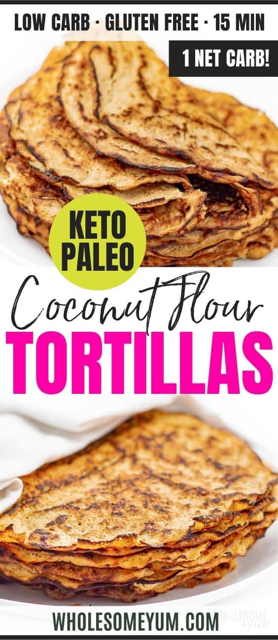 Coconut flour tortillas recipe pin.