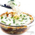 scoop of cauliflower lasagna Detail: keto-ground-beef-cauliflower-lasagna-recipe-7