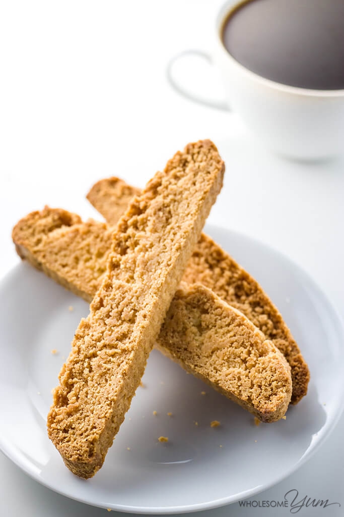 Low Carb Almond Flour Biscotti (Paleo, Sugar-free) - This paleo, low carb biscotti recipe is prepared with almond flour. Now sugar-free, gluten-free biscotti can be made easy with only 6 ingredients!