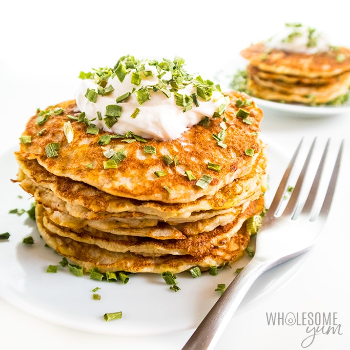 stack of healthy zucchini pancakes