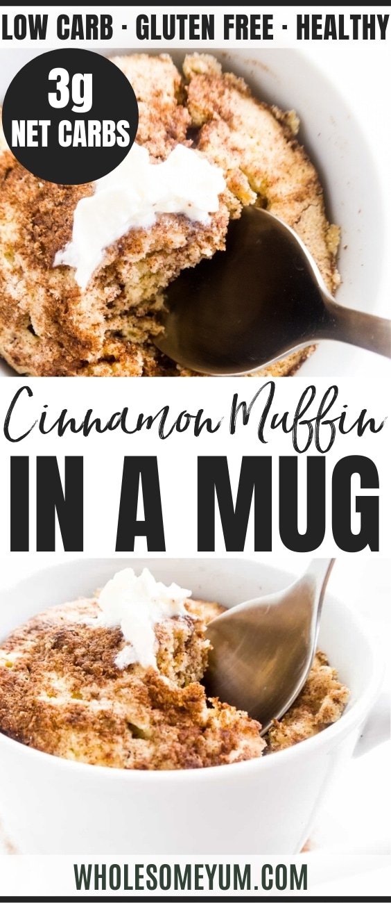2-Minute Cinnamon Swirl Mug Muffin - This quick paleo, low carb cinnamon swirl mug muffin is light, moist, and fluffy, thanks to being made with a blend of coconut flour and golden flaxseed.