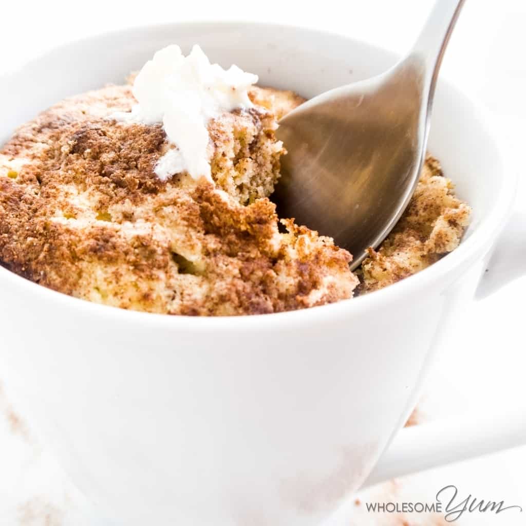 Low Carb Cinnamon Flax Seed Muffin in a Mug Recipe | Wholesome Yum