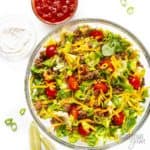 Healthy taco salad recipe in a bowl