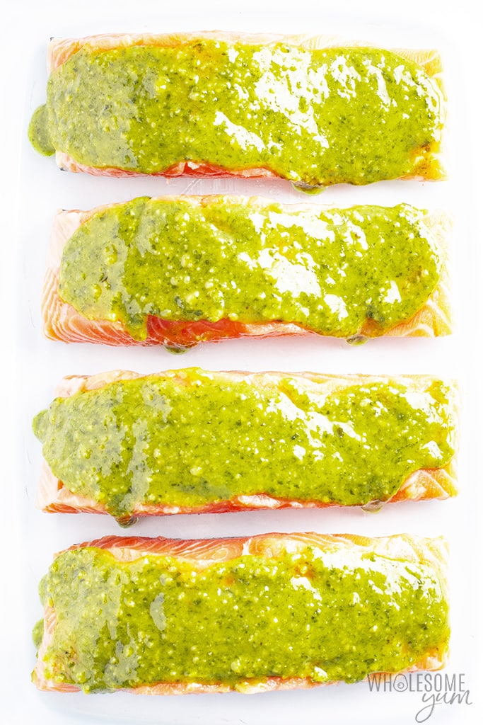Costco Salmon Milano With Basil Pesto Butter Calories  . If You Want To Reduce The Fat / Calories In The Meal, Feel Free To Skip The Butter And Just Spoon Pesto …