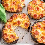 Eggplant Pizzas on a pan ready to eat