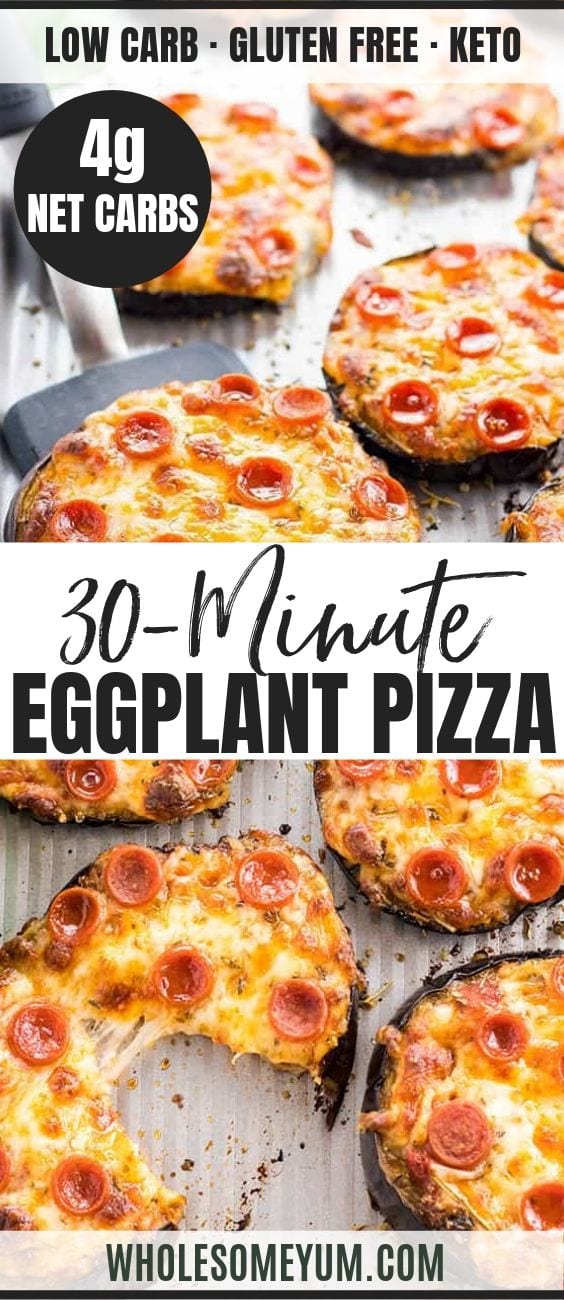 Easy Mini Eggplant Pizza Recipe - Low Carb - Pinterest Image