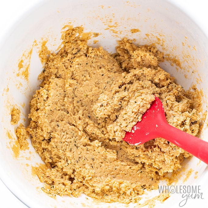 Hemp seeds stirred into batter for low carb oatmeal cookies recipe