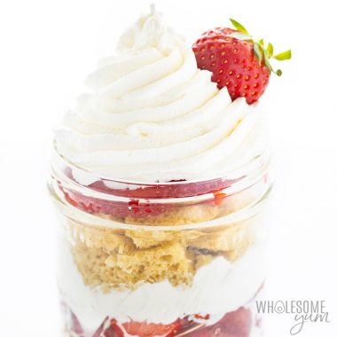 Keto strawberry shortcake in a jar