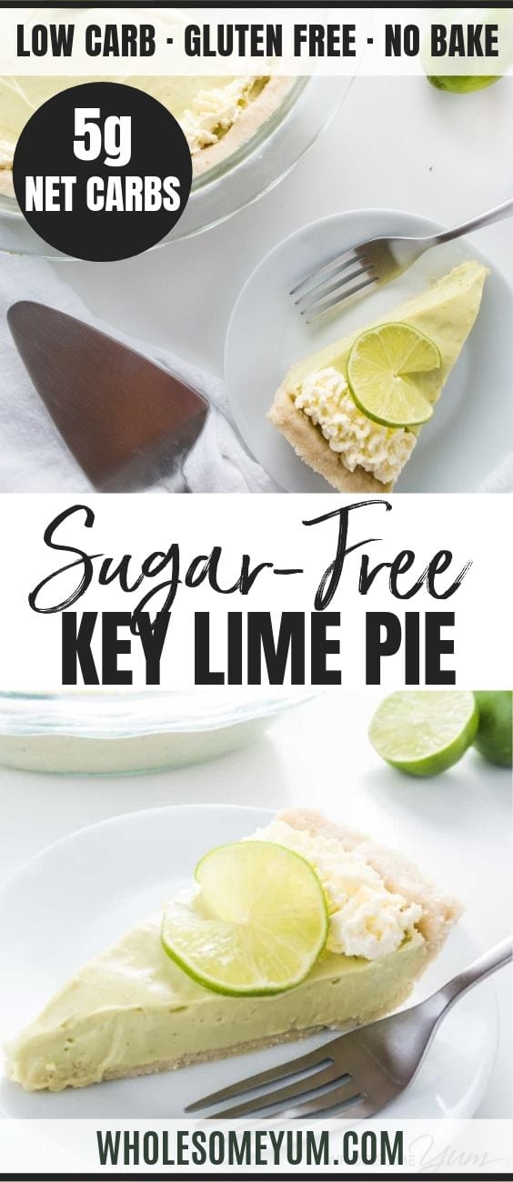 keto key lime pie with lime slice - pinterest
