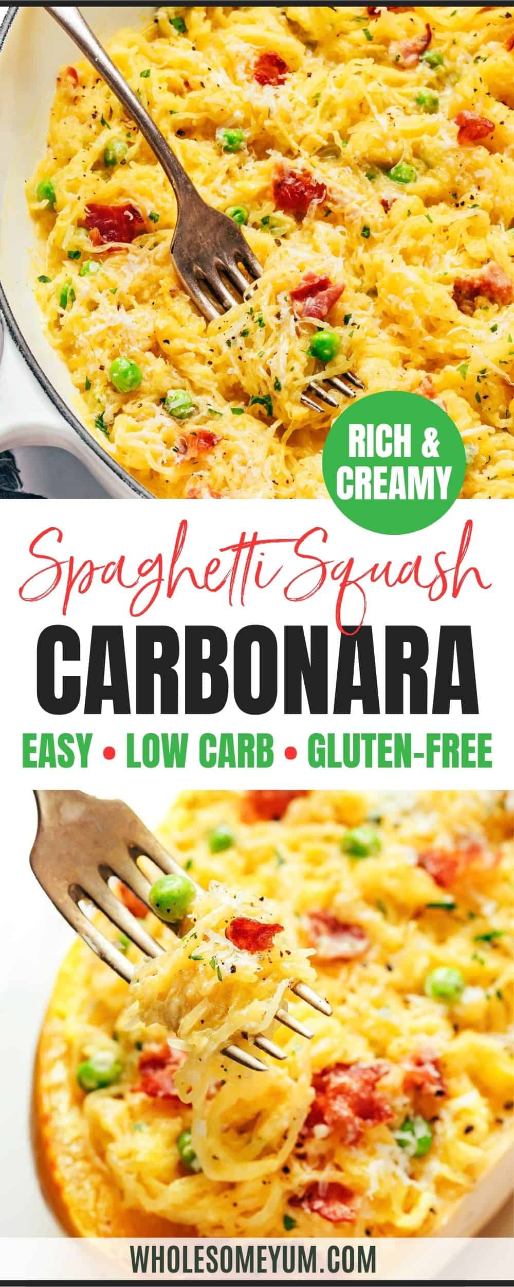 Spaghetti squash carbonara recipe pin.