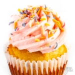 Keto cupcake recipe with lots of frosting (close up top)