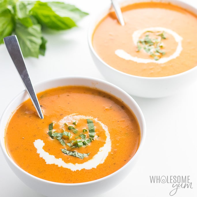 Keto Low Carb Roasted Tomato Soup Recipe | Wholesome Yum