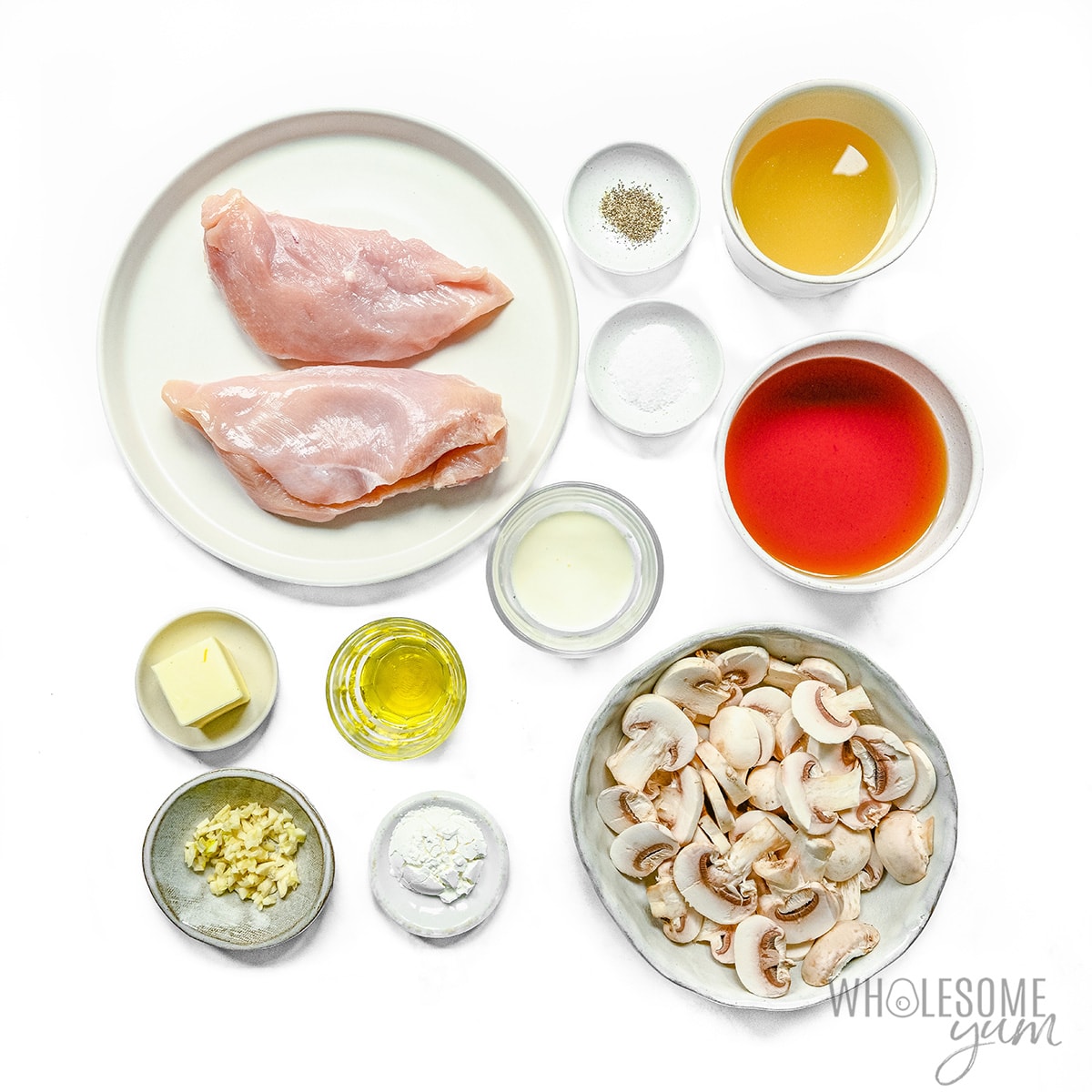 Ingredients for chicken marsala.