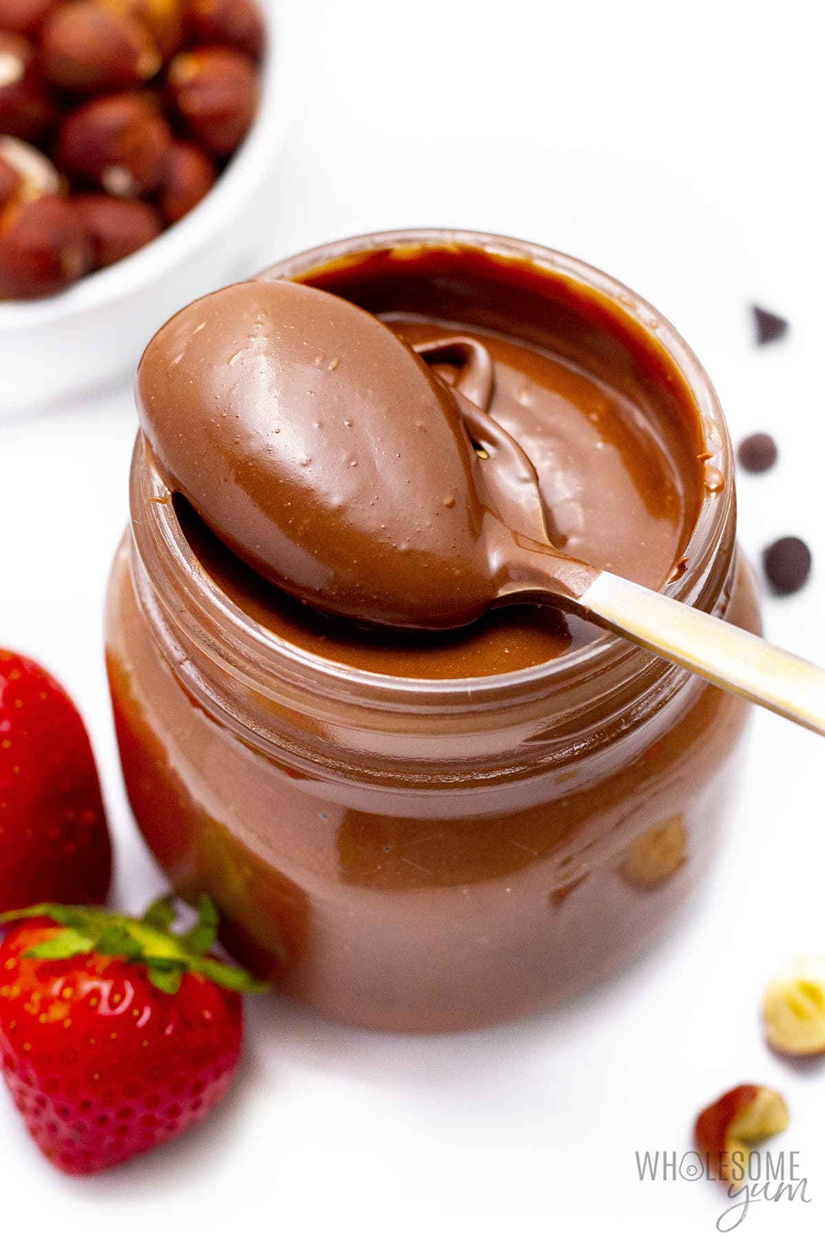 Sugar-free nutella with a spoon.