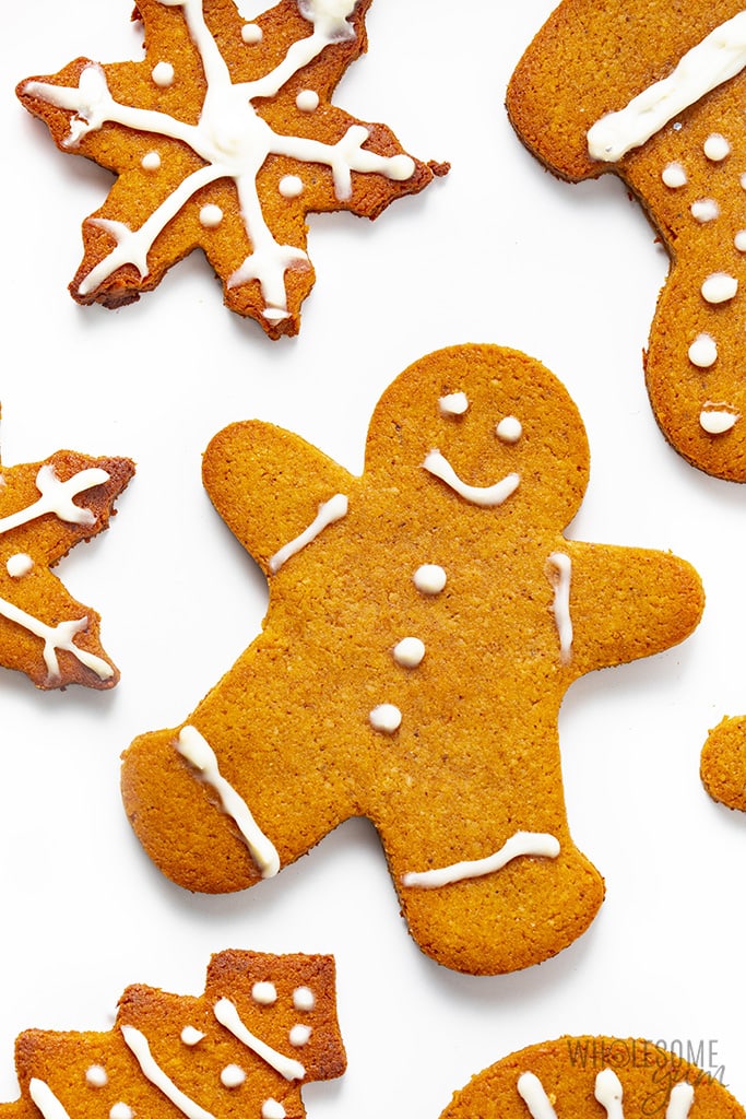 Closeup of low carb gingerbread cookies