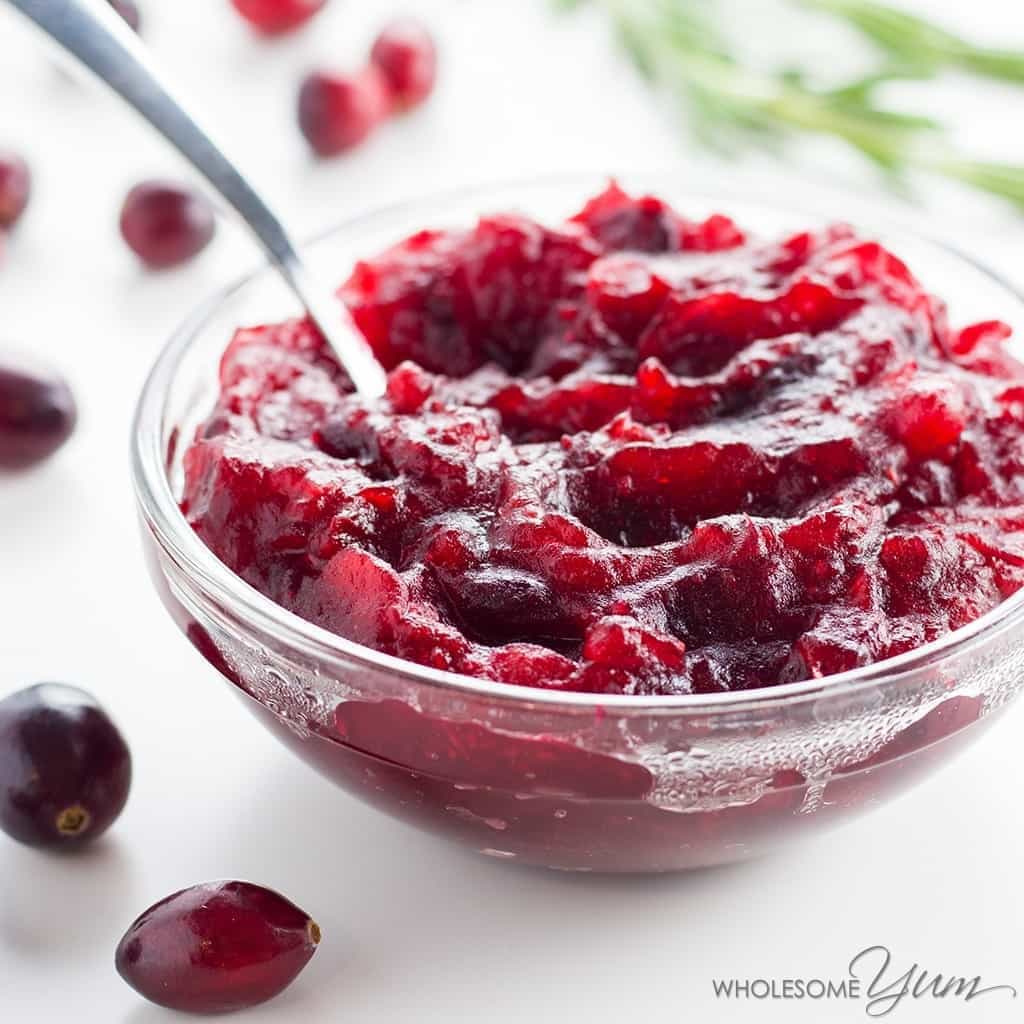 Healthy Low Carb Sugar-Free Cranberry Sauce Recipe - 4 Ingredients