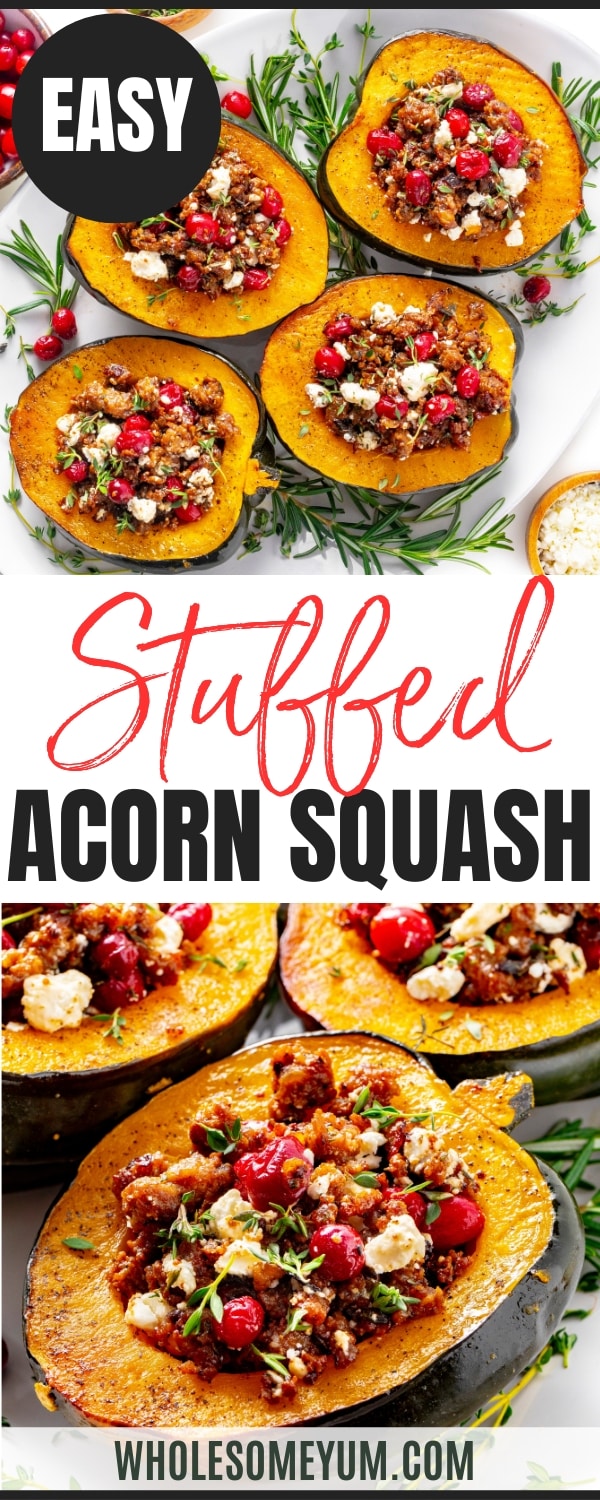 Stuffed acorn squash recipe pin.