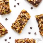 Scattered keto granola bars with chocolate chips