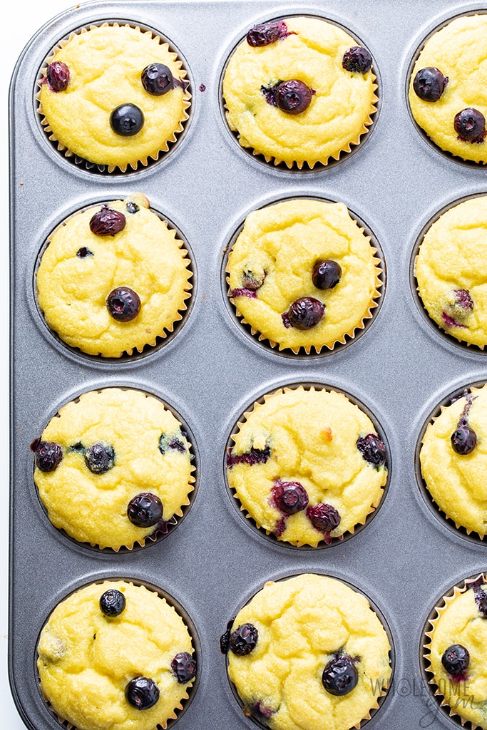 Blueberry coconut flour muffins recipe after baking