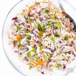 keto coleslaw recipe in glass bowl