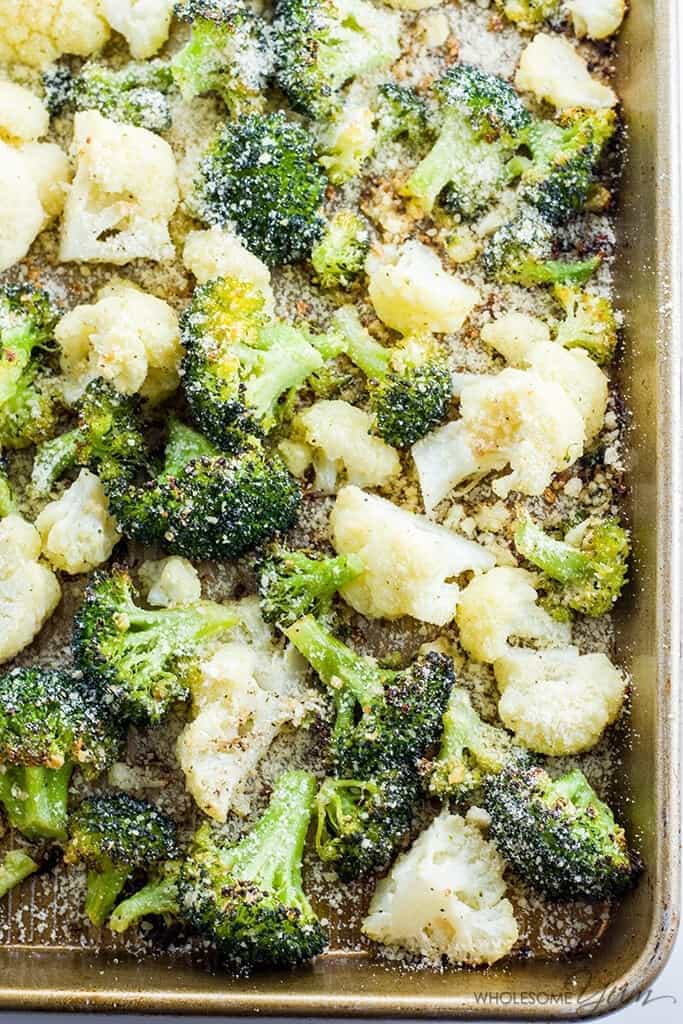 Roasted Broccoli and Cauliflower Recipe with Parmesan & Garlic (Low ...