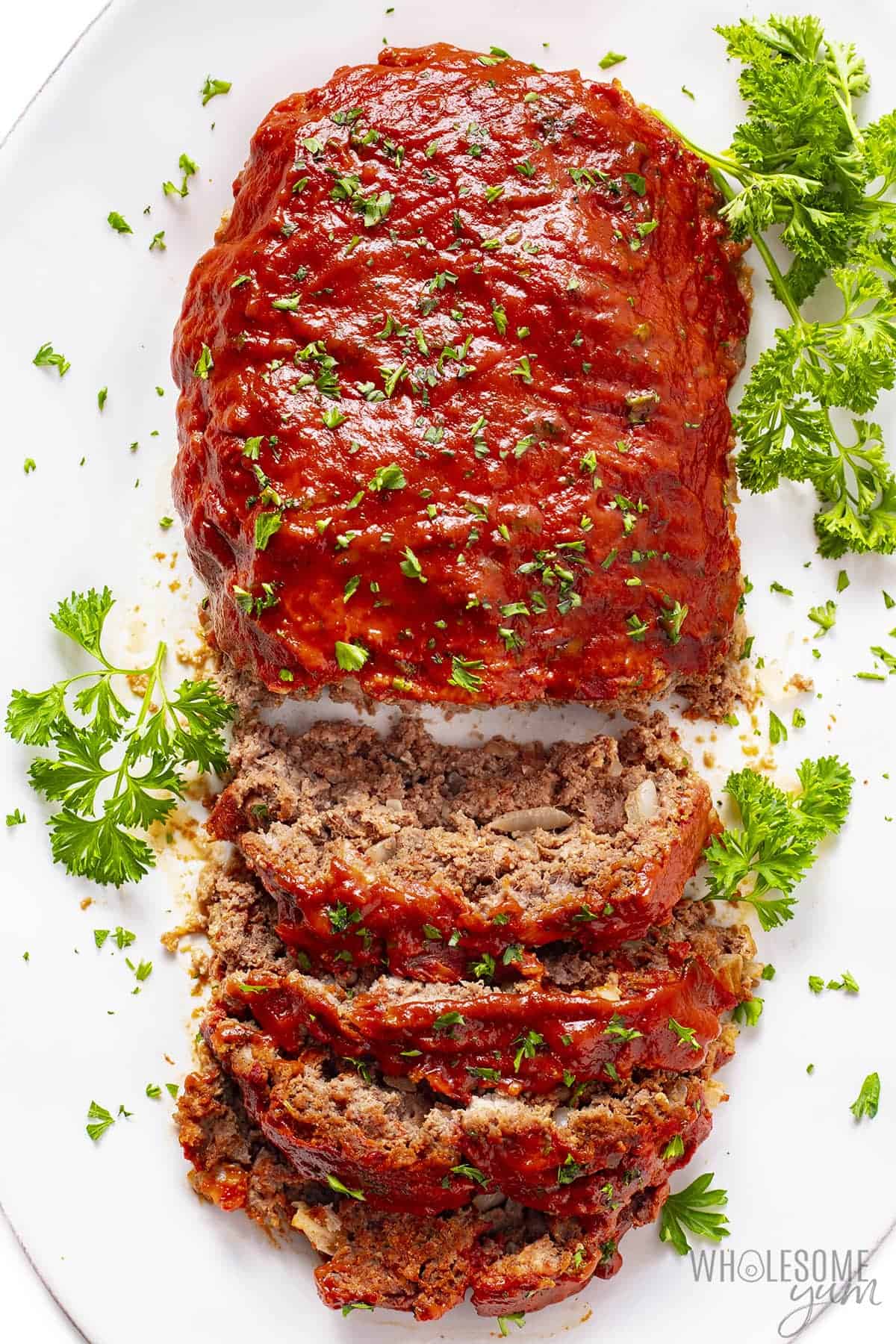 Low carb meatloaf recipe - overhead view.