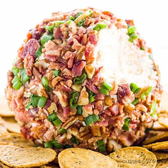 Easy Cheese Ball Recipe with Cream Cheese, Bacon & Green Onion (Low Carb, Gluten-free)