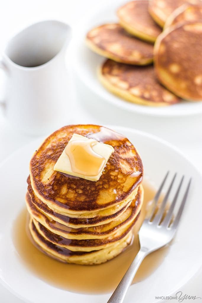 Stack of keto pancakes with coconut flour