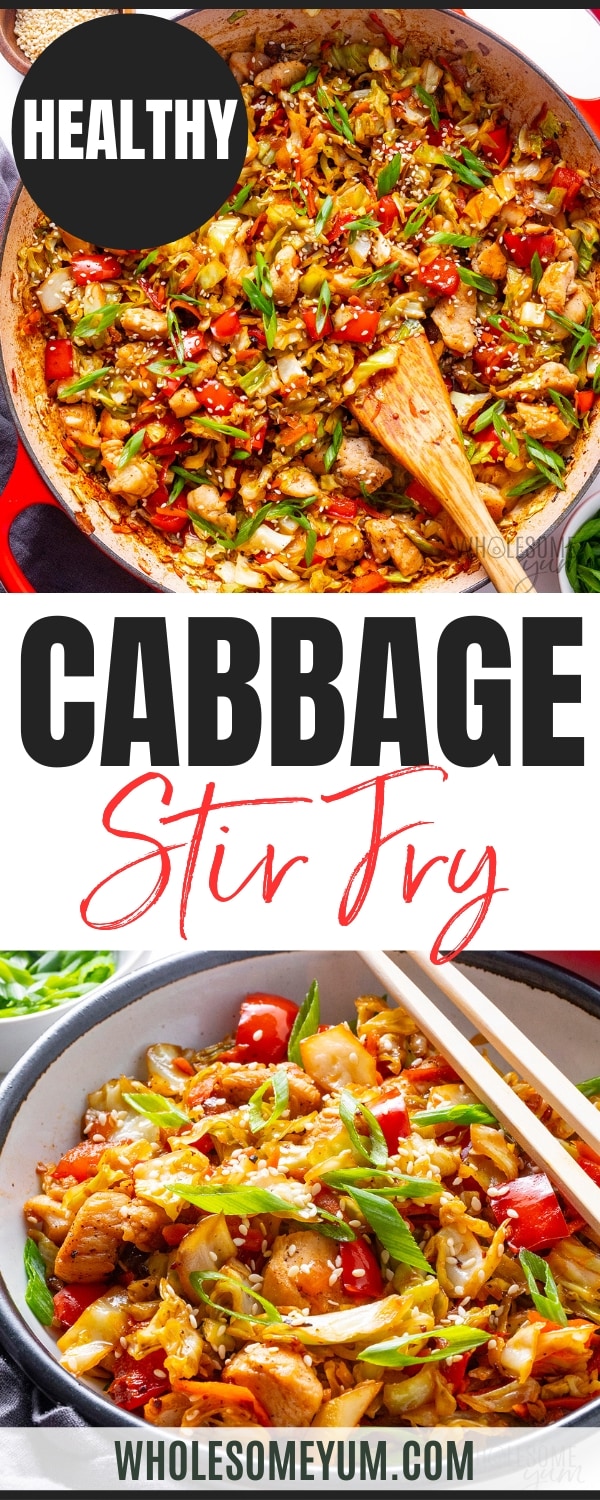 Cabbage stir fry recipe pin.