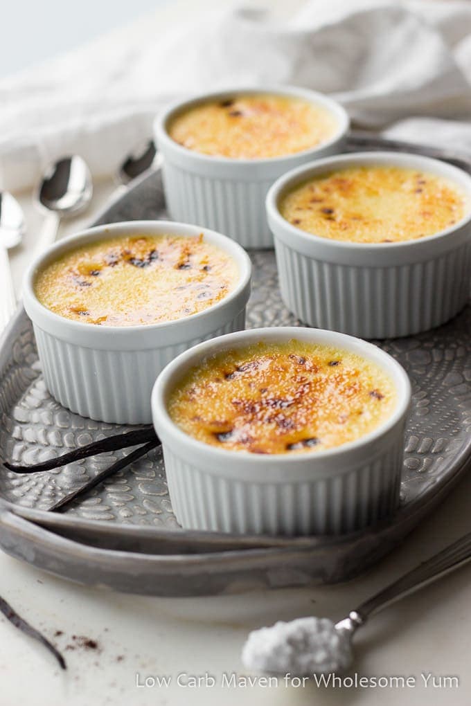 This keto low carb creme brulee recipe is made with just 5 ingredients! This classic vanilla dessert is so decadent, you'll never guess it's sugar-free.