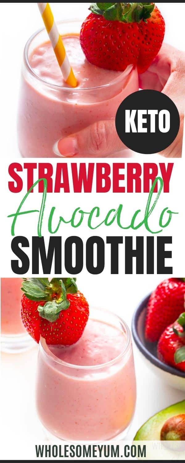 Strawberry avocado smoothie recipe pin