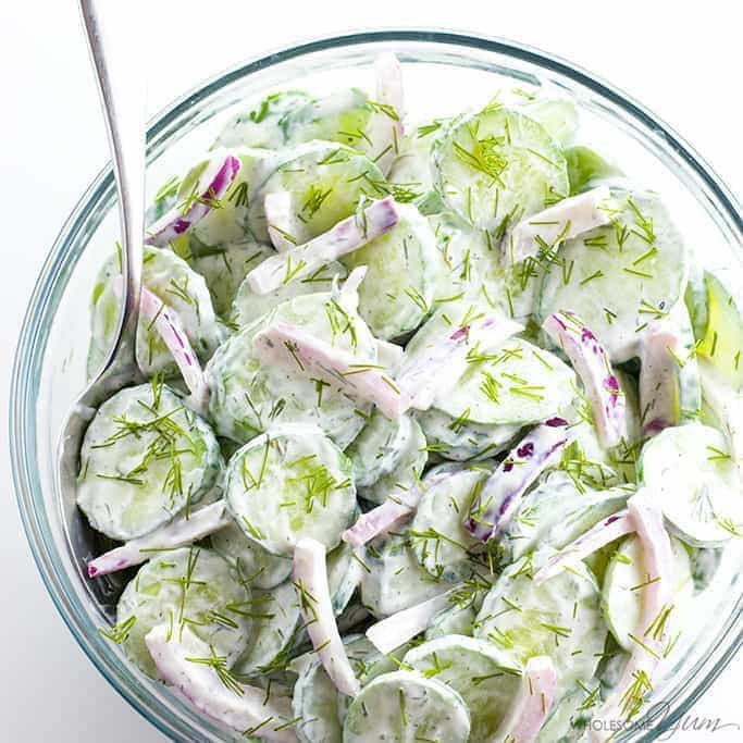 bowl of creamy cucumber salad