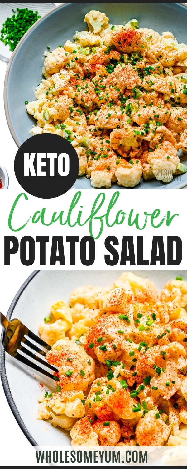 Cauliflower potato salad recipe pin.