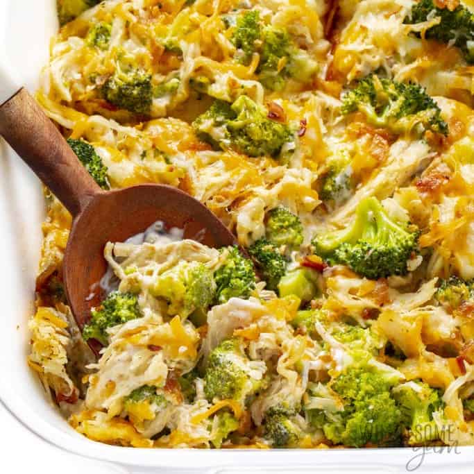Low carb chicken casserole with broccoli