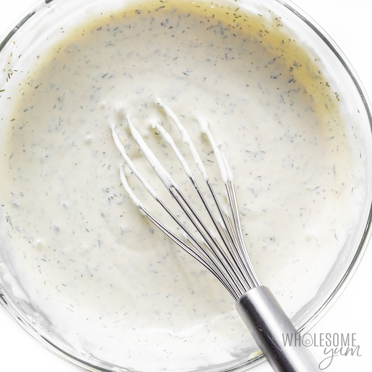 Ranch dressing mixed in a bowl.