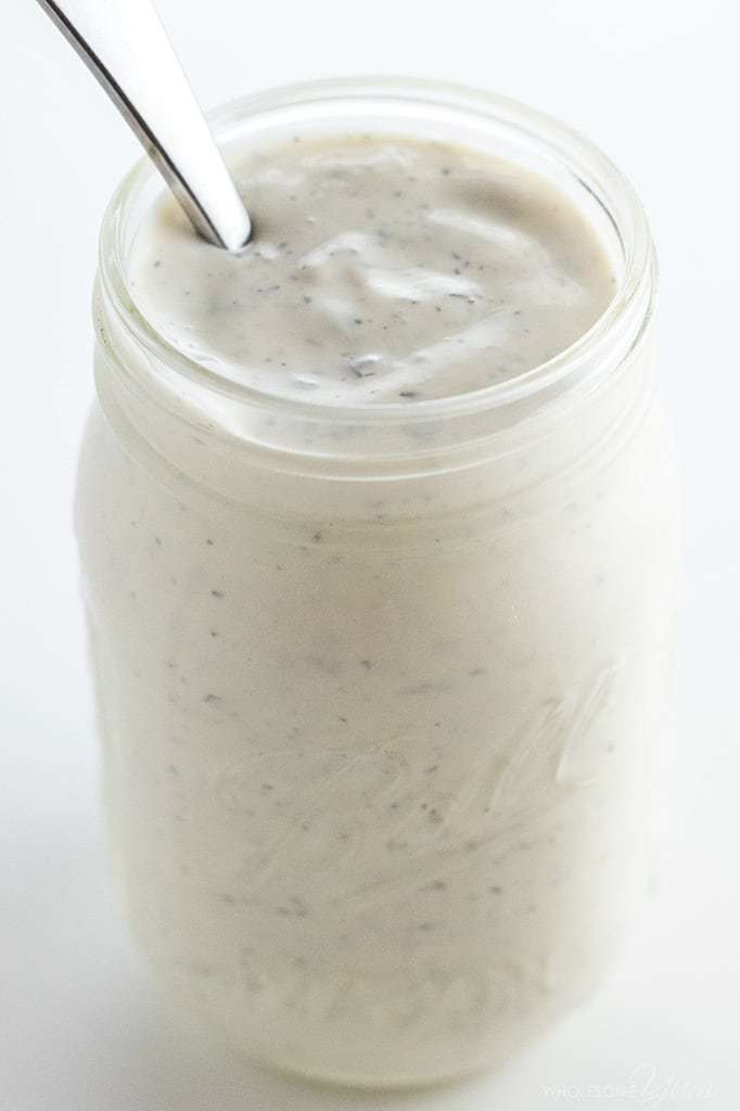 Low Carb Keto Ranch Dressing Recipe (Quick & Easy) - This easy low carb keto ranch dressing recipe takes just 5 minutes to make, using common ingredients. Delicious as a low carb dressing or dip for veggies!