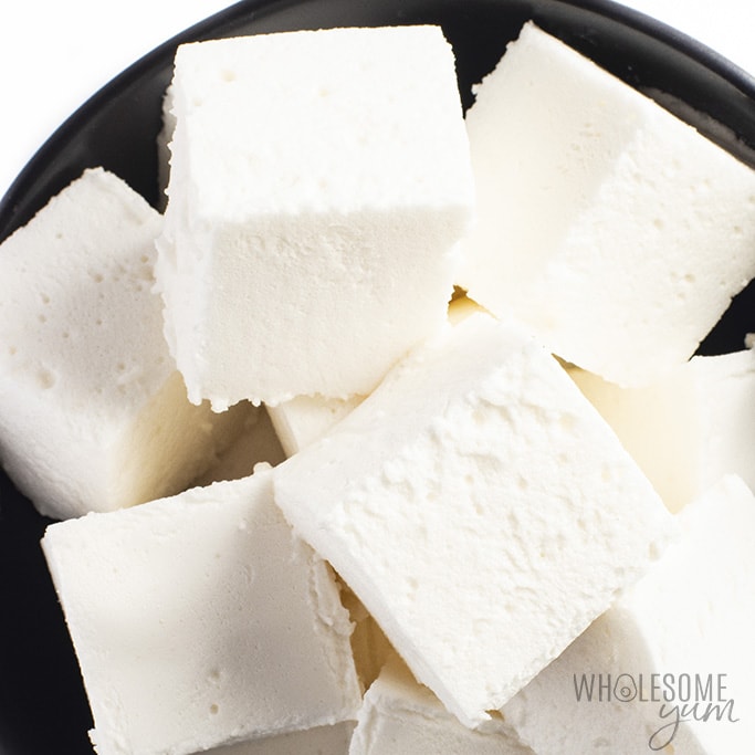 Close up shot of low carb marshmallows