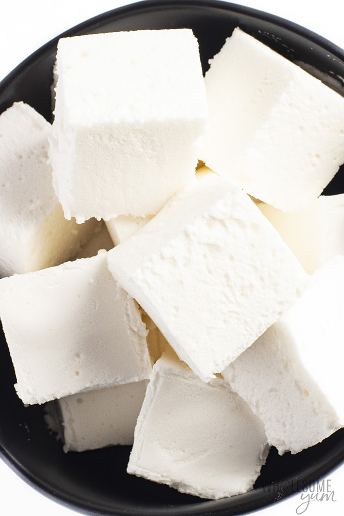 Close up shot of keto friendly marshmallows