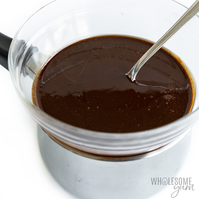 Melted chocolate in double boiler