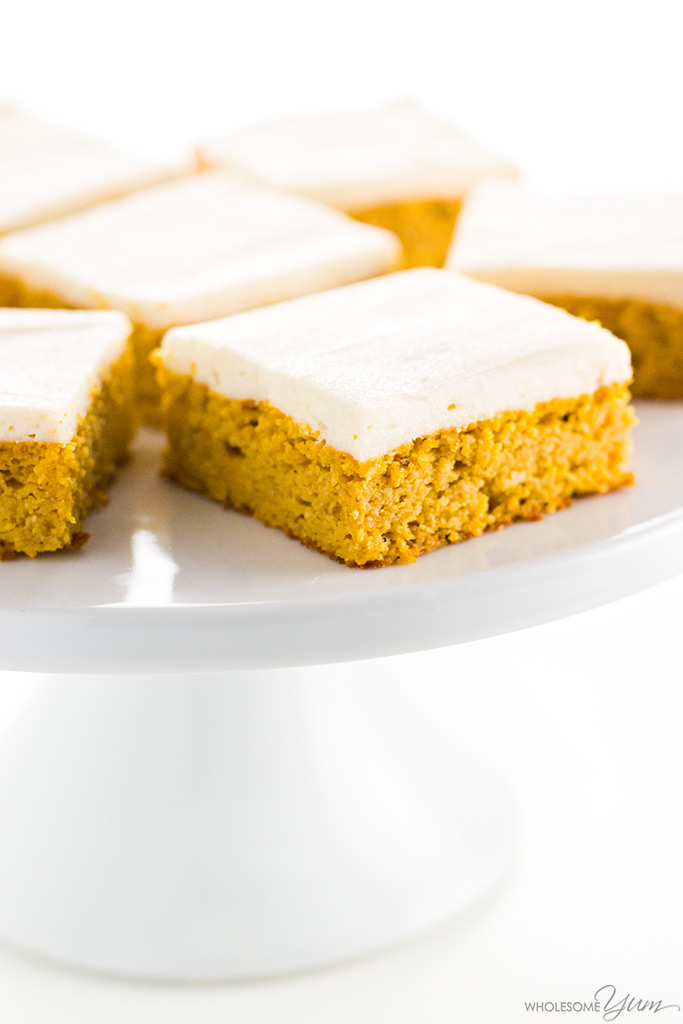 Low Carb Healthy Pumpkin Bars With Cream Cheese Frosting