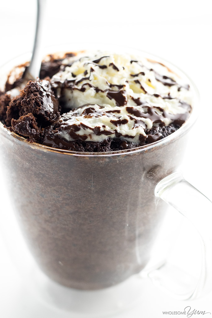 Low Carb Paleo Keto Chocolate Mug Cake Recipe - 6 Ingredients