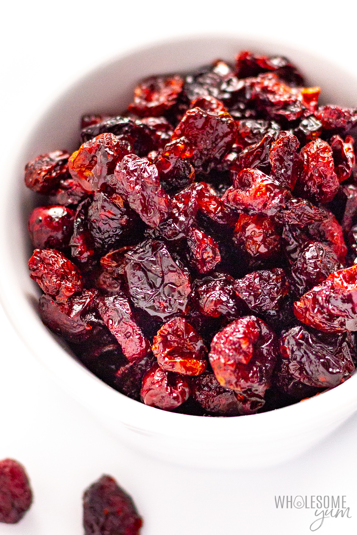 Dried unsweetened cranberries in a bowl