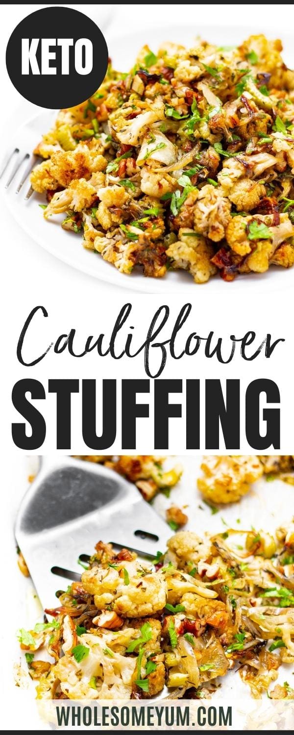 Cauliflower stuffing recipe pin.