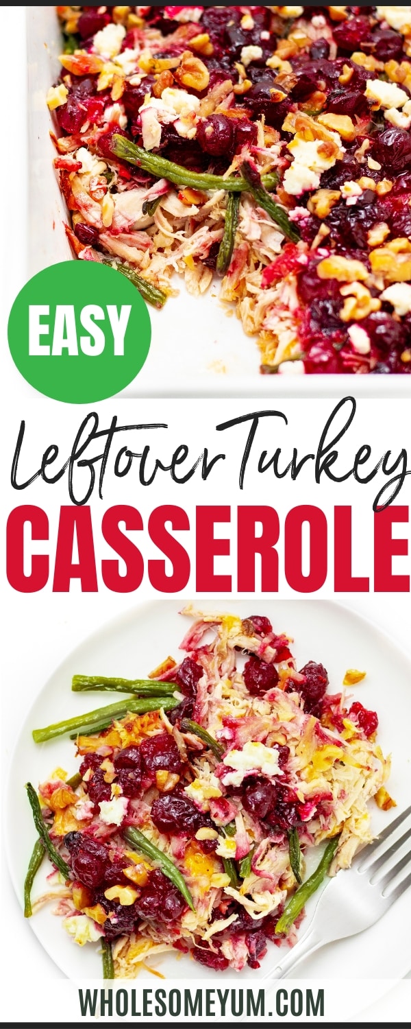 Leftover turkey casserole recipe pin.
