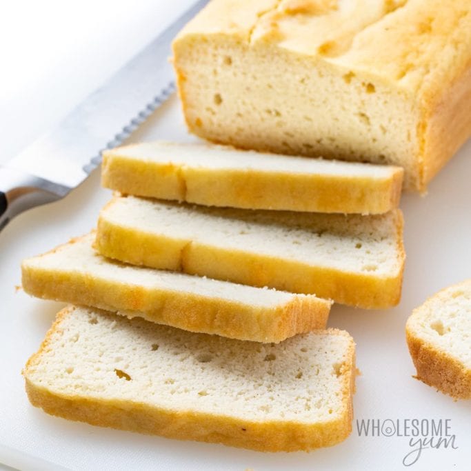 When your easy keto bread is done, wait for it to cool before slicing