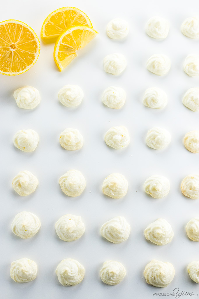 Easy Sugar-Free Lemon Meringue Cookies Recipe - See how to make meringue cookies that are healthy & delicious! These easy sugar-free lemon meringue cookies without cream of tartar need just 4 ingredients.
