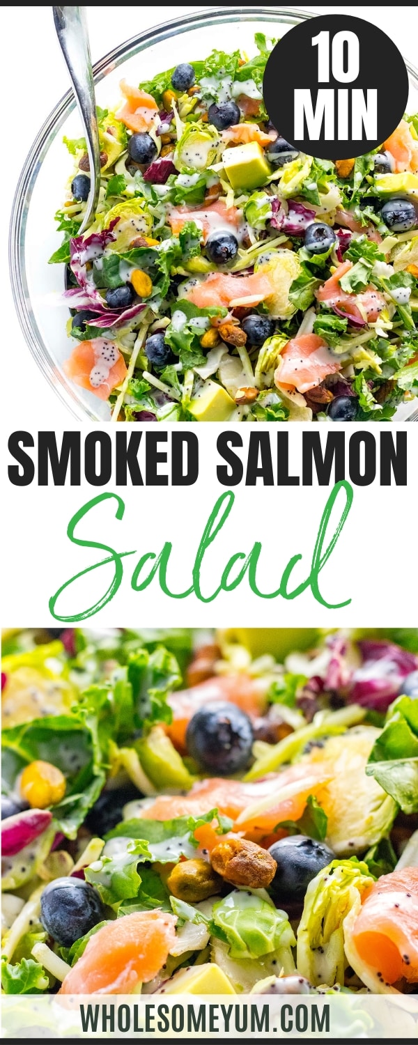 Smoked salmon salad recipe pin.